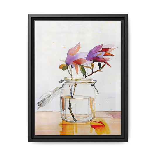 Framed Floral Canvas Art Print, Colorful Watercolor Wall Decor, Home Decoration, Gift for Flower Lovers, Nature Inspired Art