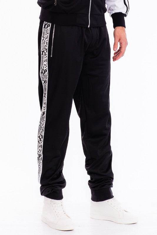 Weiv Mens Snake Side Tape Jogger Pants BLACK