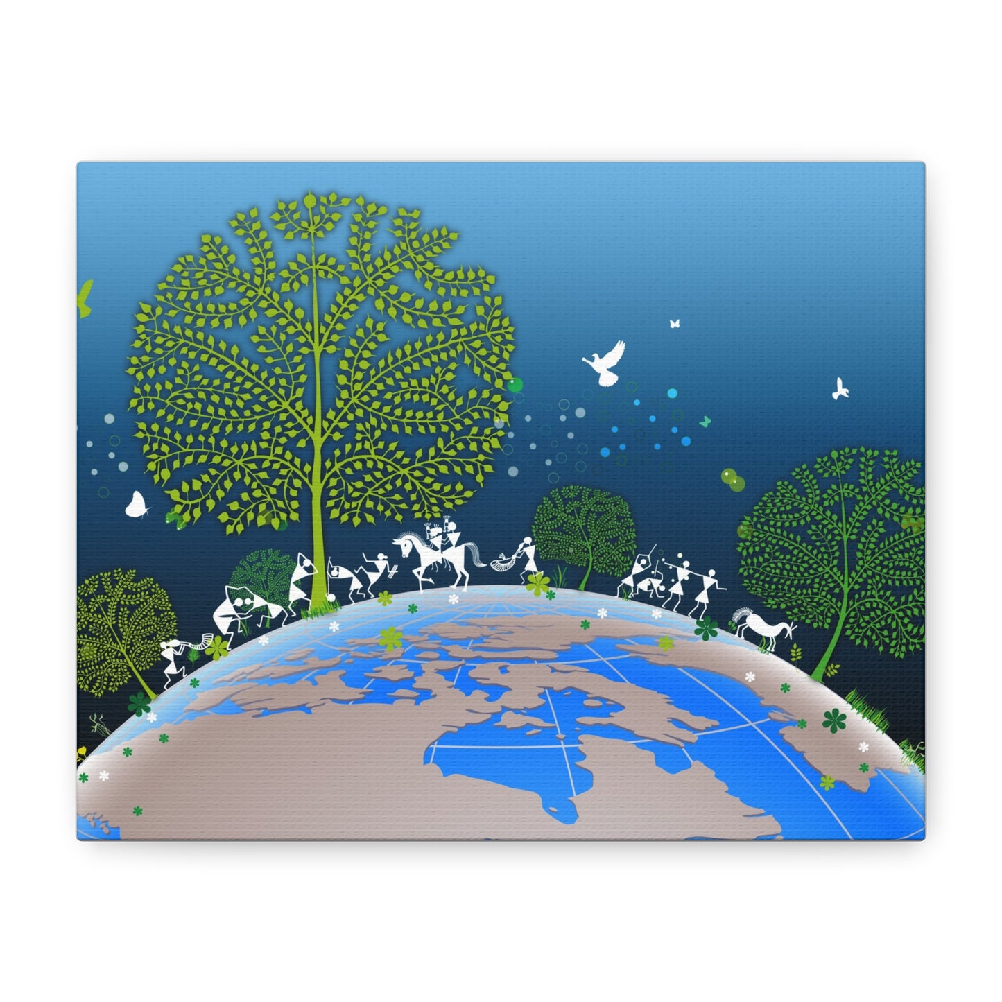 Eco-Friendly Tribal Canvas Art Print, Nature Wall Decor, Earth-Themed Artwork, Sustainable Home Decoration, Green Living Gift