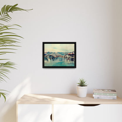 Artistic Framed Canvas Print - Tranquil Harbor Scene, Wall Decor, Home Decor, Gift for Art Lovers, Coastal Vibe