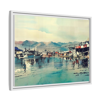 Artistic Framed Canvas Print - Tranquil Harbor Scene, Wall Decor, Home Decor, Gift for Art Lovers, Coastal Vibe