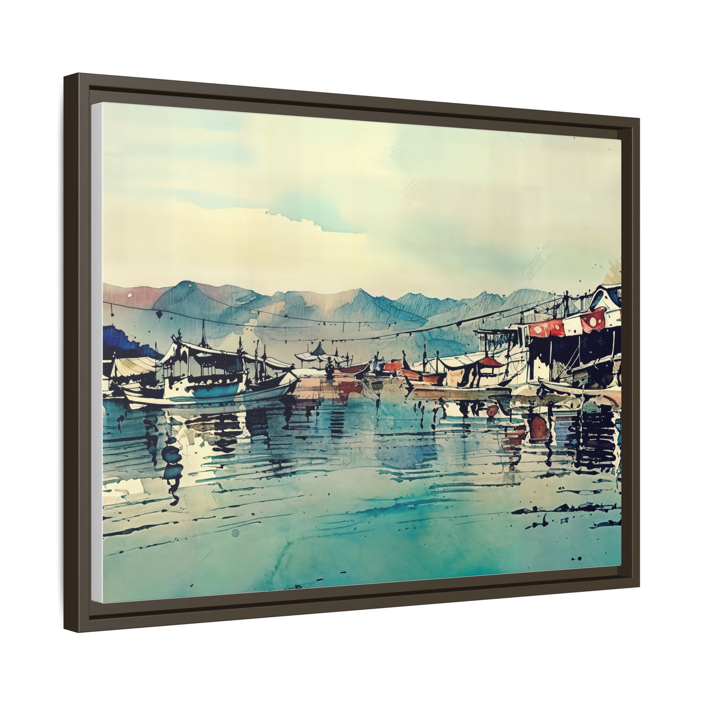 Artistic Framed Canvas Print - Tranquil Harbor Scene, Wall Decor, Home Decor, Gift for Art Lovers, Coastal Vibe