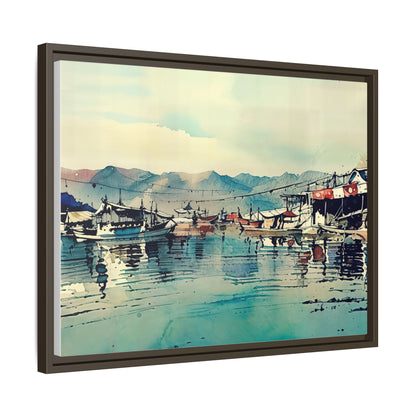 Artistic Framed Canvas Print - Tranquil Harbor Scene, Wall Decor, Home Decor, Gift for Art Lovers, Coastal Vibe