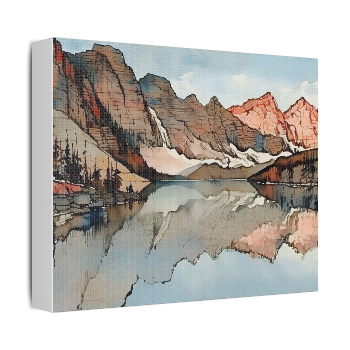 Satin Canvas Wall Art - Scenic Mountain Reflection, Nature Decor, Home Aesthetic, Gift for Nature Lovers, Rustic Wall Decor