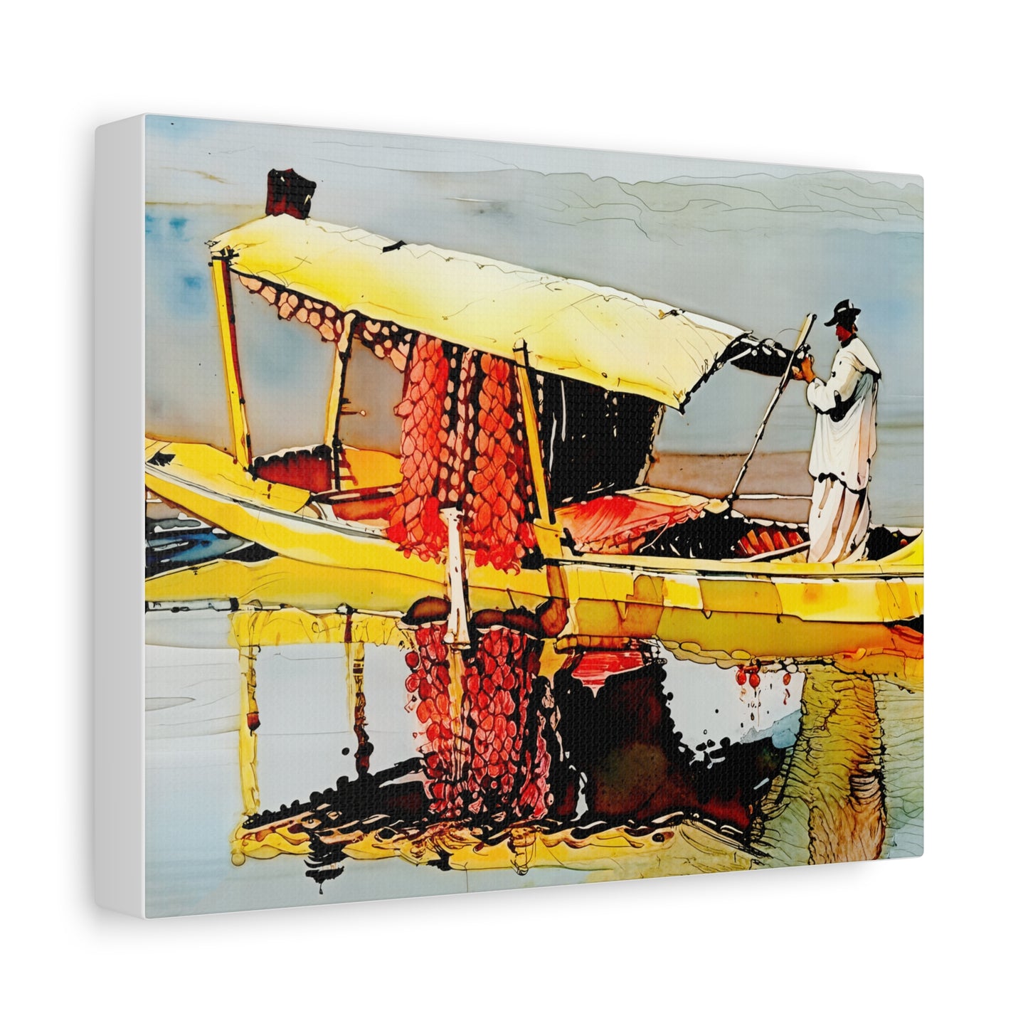 Stretched Canvas Art Print, Vibrant Wall Decor, Boat Artwork, Home & Office Decoration, Modern Art Piece, Gift for Art Lovers