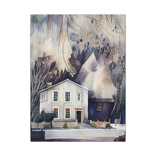 Watercolor Home Canvas Art Print, Modern Wall Decor, Housewarming Gift, Cozy Living Room Decor, Unique Gift for Homeowners