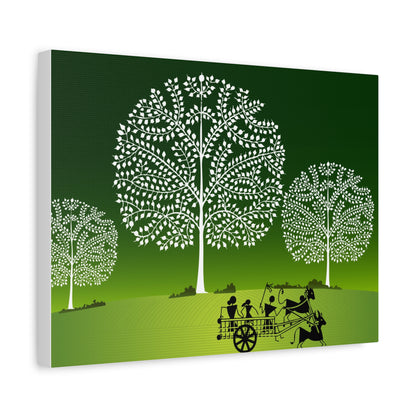 Tribal Art Artistic Nature Canvas Wall Decor, Eco-Friendly Home Art, Green Tree Print, Rustic Farmhouse Decor, Living Room Wall Art, Gift Idea