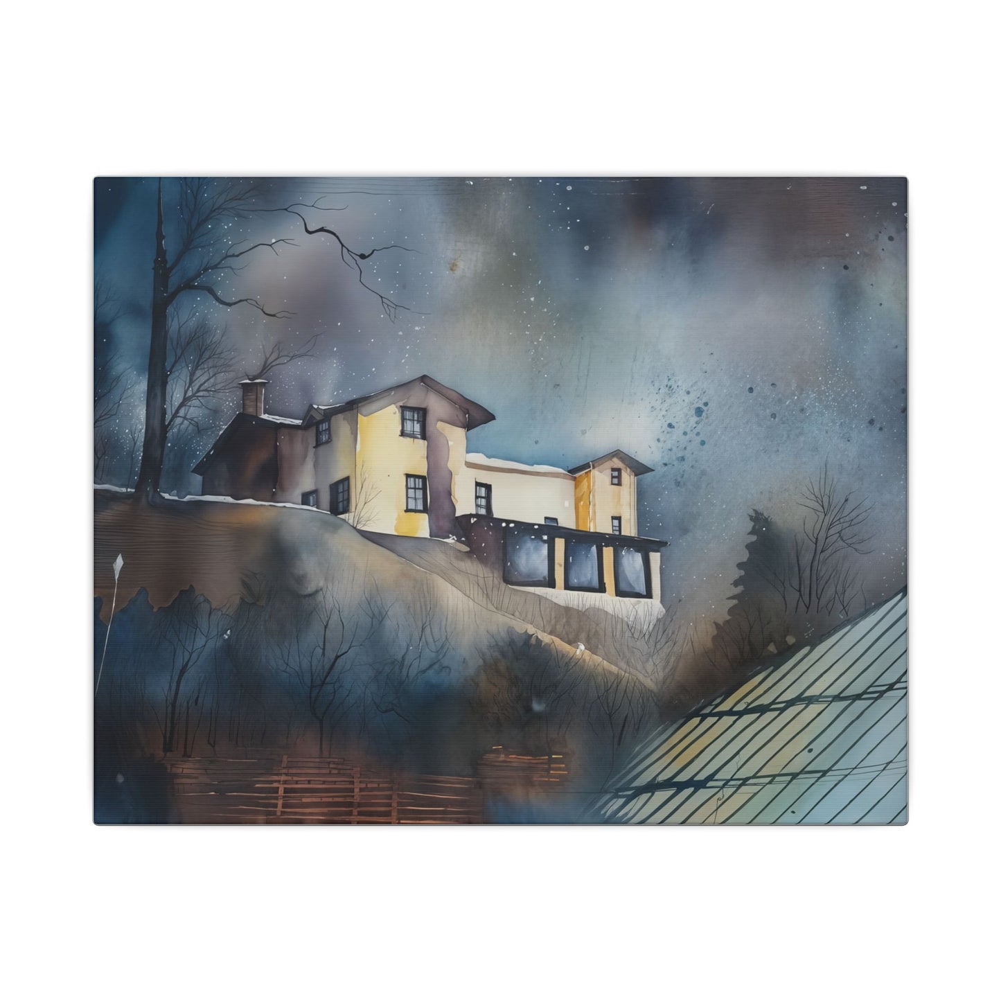 Artistic Stretched Canvas Wall Art, Home Decor, Modern Landscape, Cozy Living Room, Gift for Art Lovers, Unique Wall Decoration