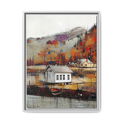 Autumn Landscape Framed Canvas Print – Cozy Home Wall Art for Nature Lovers