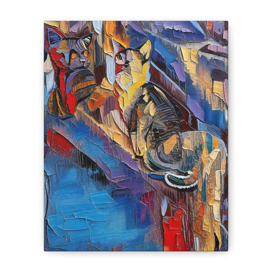 Artistic Abstract Cat Canvas Print | Colorful Wall Art for Cat Lovers, Pet-Themed Decor, Gift for Cat Owners, Home Artwork, Unique Cat Decoration