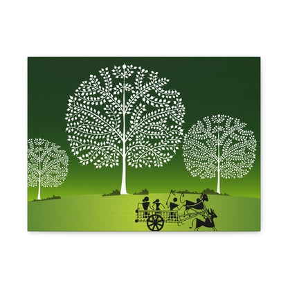 Tribal Art Artistic Nature Canvas Wall Decor, Eco-Friendly Home Art, Green Tree Print, Rustic Farmhouse Decor, Living Room Wall Art, Gift Idea