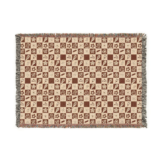 Cozy Geometric Woven Blanket, Home Decor, Gift for All Occasions, Christmas Warm Throw Blanket - Gift Idea, Soft Blanket, Bedding Decor Artwork 52'' × 37''