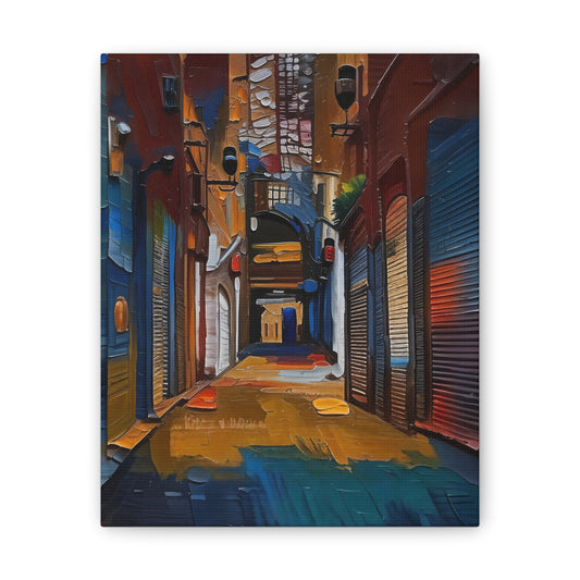 Vibrant Alleyway Canvas Art, Colorful Wall Decor, Modern Home Decor, Unique Gift for Art Lovers, Street Scene Wall Art