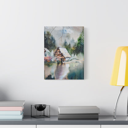 Rustic Landscape Canvas Art Print | Cozy Home Decor, Nature Wall Art, Cabin Decor, Gift for Nature Lovers, Tranquil Artwork