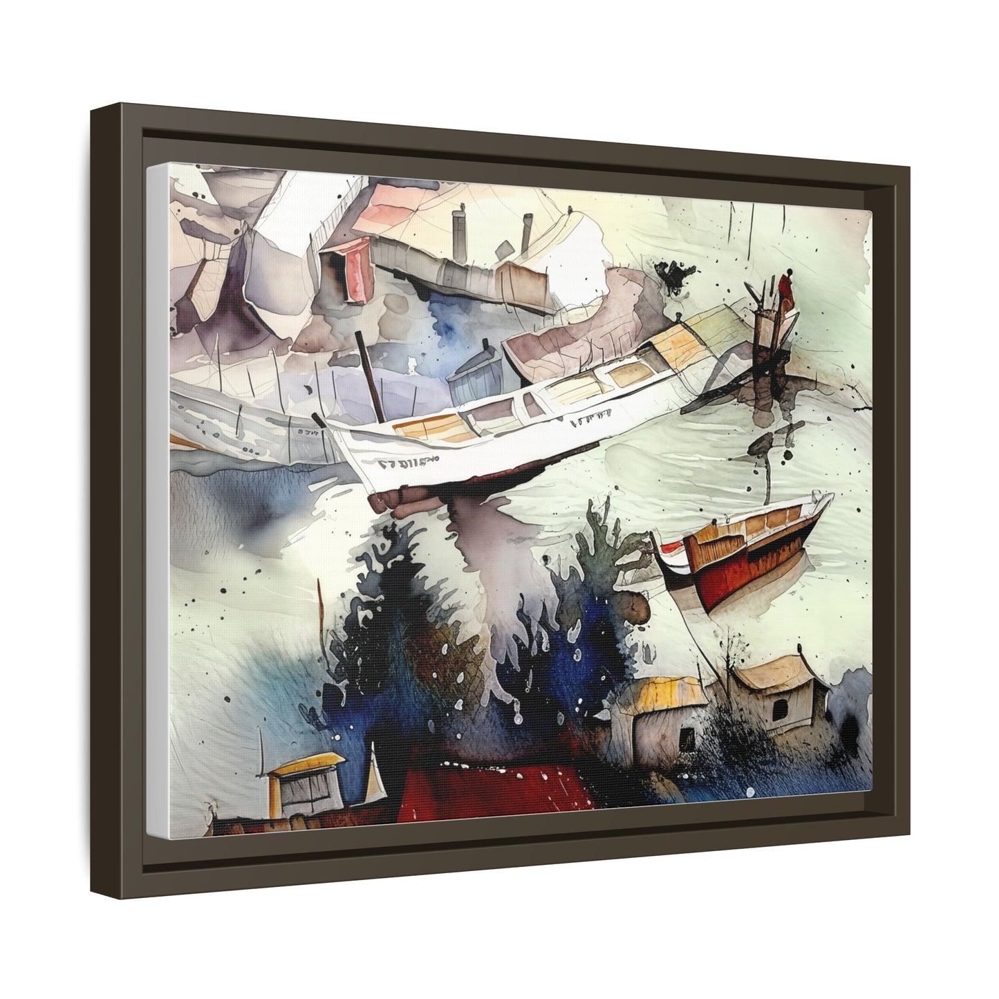 Framed Matte Canvas Art Print, Nautical Landscape Wall Decor, Boat Scene Artwork, Coastal Home Decor, Gift for Art Lovers