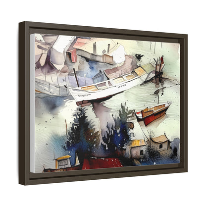 Framed Matte Canvas Art Print, Nautical Landscape Wall Decor, Boat Scene Artwork, Coastal Home Decor, Gift for Art Lovers