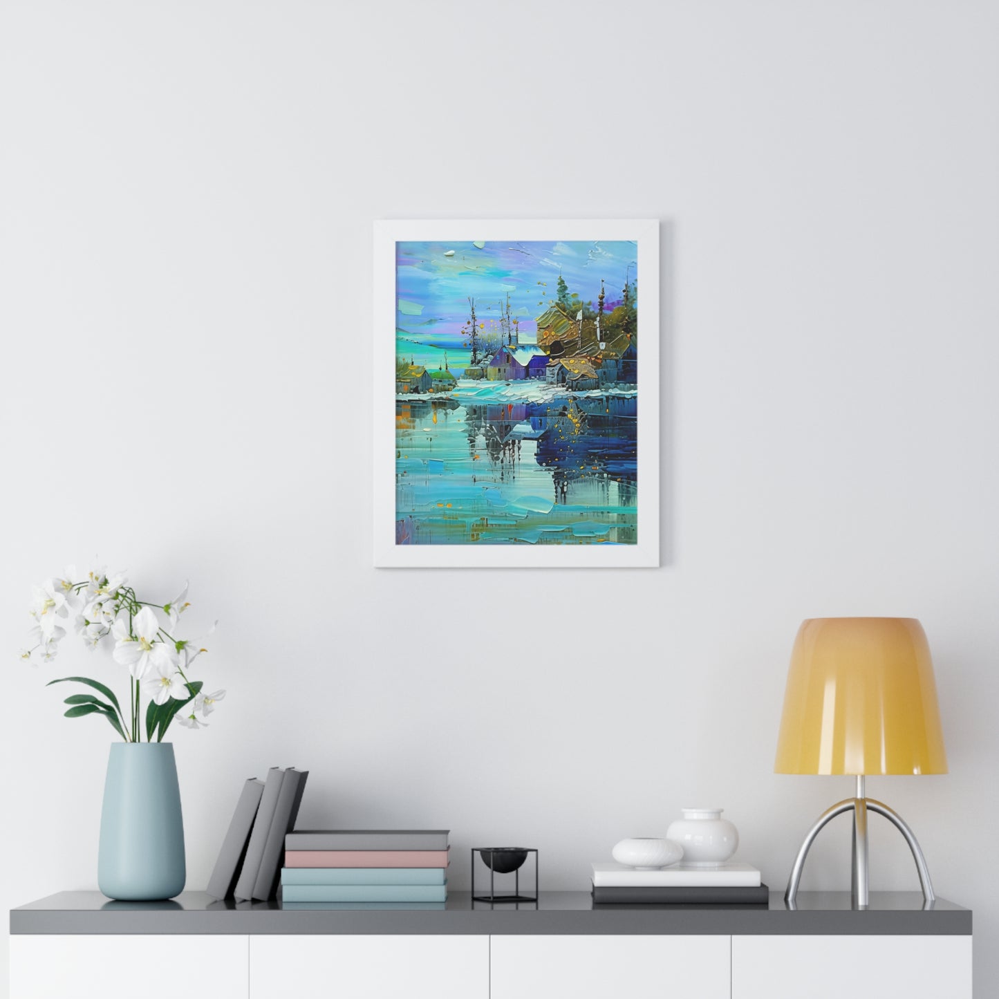 Serene Horizons – Framed Vertical Landscape Art Print
