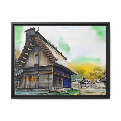 Colorful Framed Canvas Art – Japanese Architecture Wall Decor