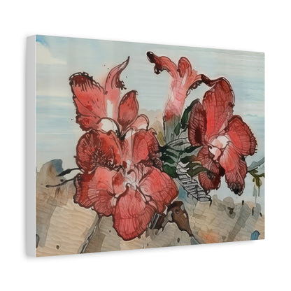 Floral Wall Art Canvas - Vibrant Red Flower Print, Home Decor, Gift for Garden Lovers, Spring & Summer Decor, Art for Living Room
