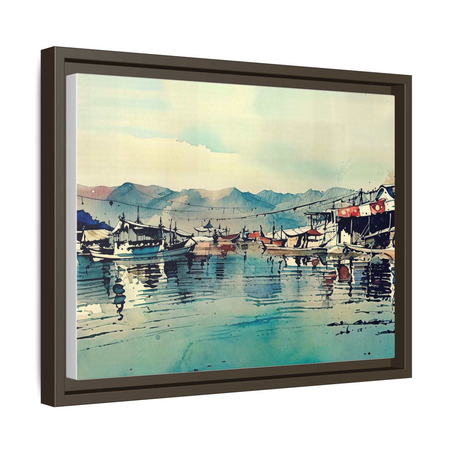Artistic Framed Canvas Print - Tranquil Harbor Scene, Wall Decor, Home Decor, Gift for Art Lovers, Coastal Vibe