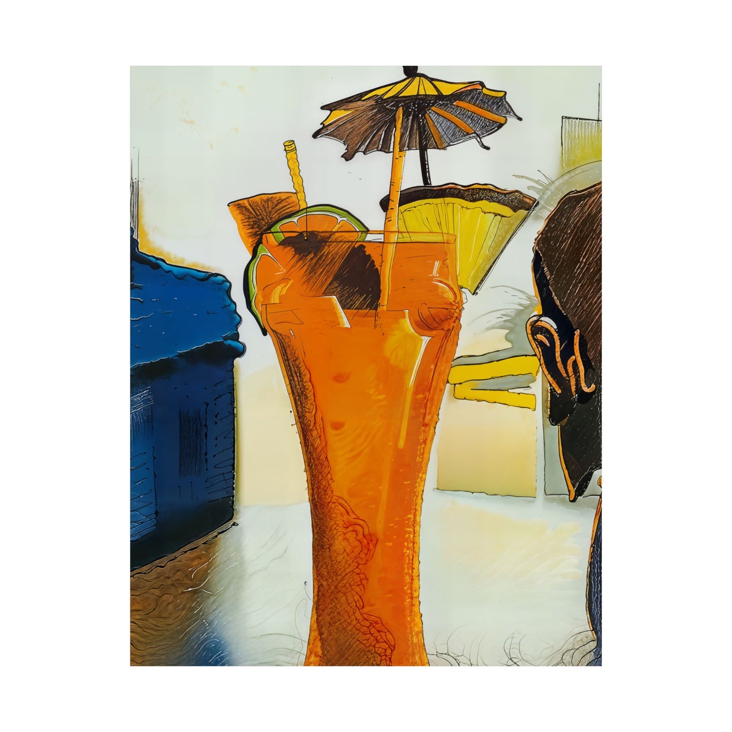 Vibrant Art Print - Satin Poster for Home Decor, Tropical Drink design, Perfect for Summer Parties, Wall Art, Gift Idea