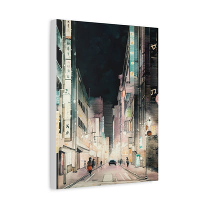 Cityscape Art Canvas, Urban Wall Decor, Night City Painting, Modern Home Decoration, Gift for Art Lovers, Aesthetic Canvas Print