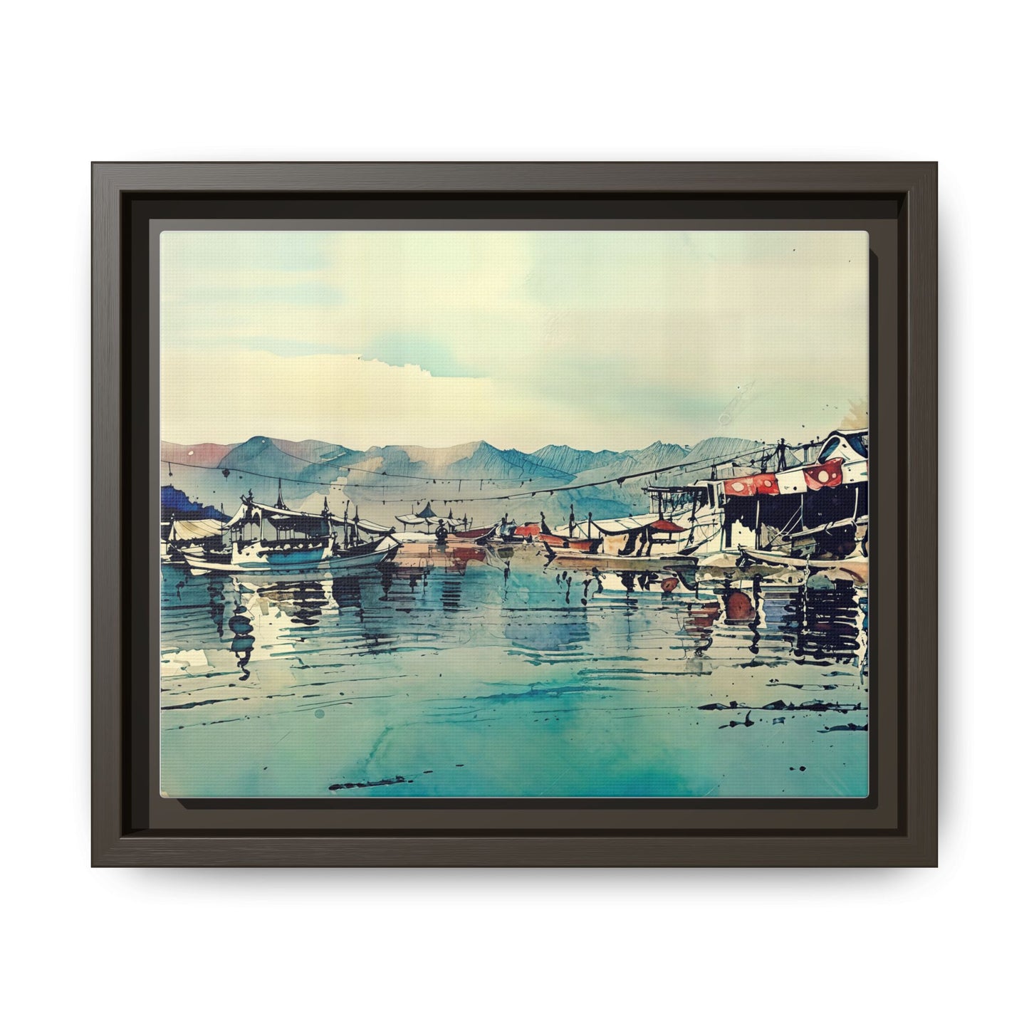 Artistic Framed Canvas Print - Tranquil Harbor Scene, Wall Decor, Home Decor, Gift for Art Lovers, Coastal Vibe