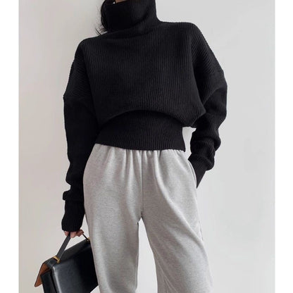 Vintage Turtleneck Knit Sweater BLACK