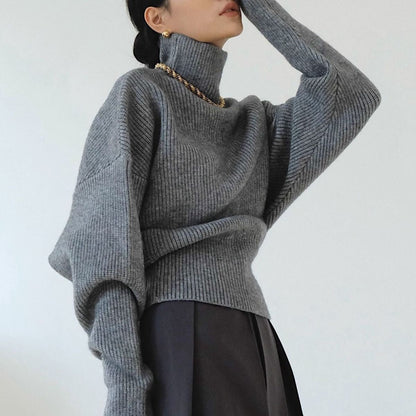 Vintage Turtleneck Knit Sweater GRAY