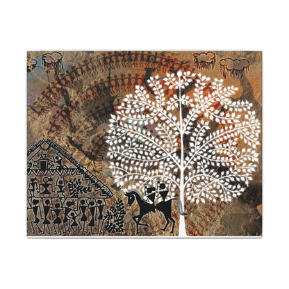 Artistic Tribal Canvas Print, Bohemian Decor, Nature Wall Art, Tribal Inspired Decoration, Unique Home Gift, Vibrant Cultural Piece