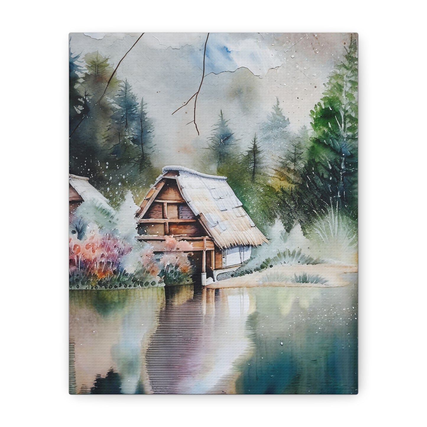 Rustic Landscape Canvas Art Print | Cozy Home Decor, Nature Wall Art, Cabin Decor, Gift for Nature Lovers, Tranquil Artwork
