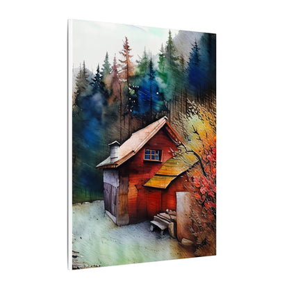 Artistic Canvas Print: Cozy Cabin in Forest, Wall Art, Home Decor, Gift Idea, Nature Lover Decoration, Rustic Art