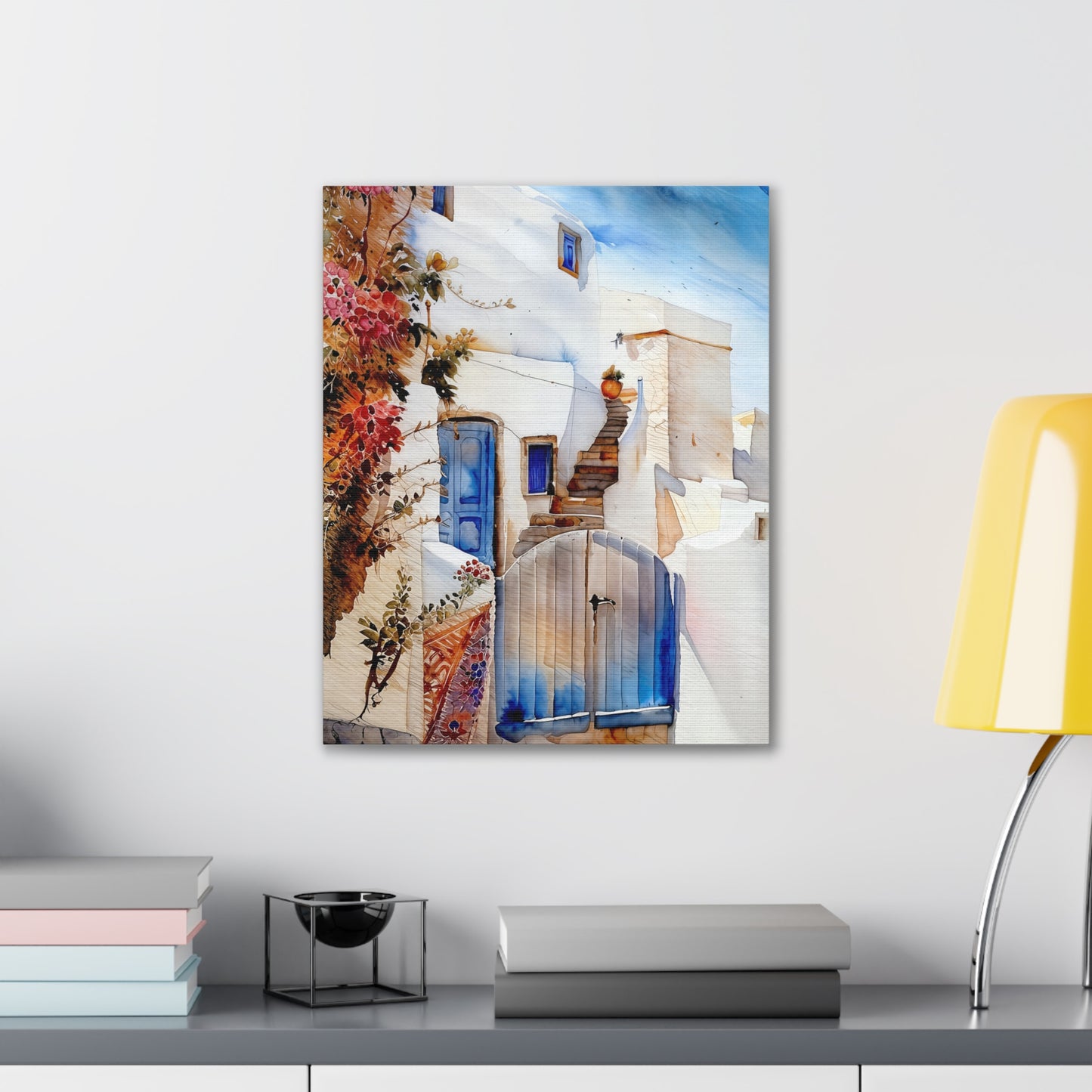 Charming Canvas Wall Art, Mediterranean Village Scene, Home Décor, Gift for Art Lovers, Housewarming & Wedding