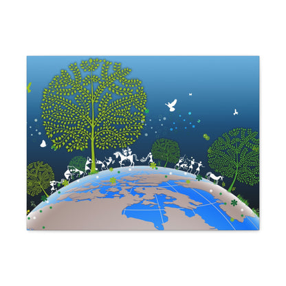 Eco-Friendly Tribal Canvas Art Print, Nature Wall Decor, Earth-Themed Artwork, Sustainable Home Decoration, Green Living Gift