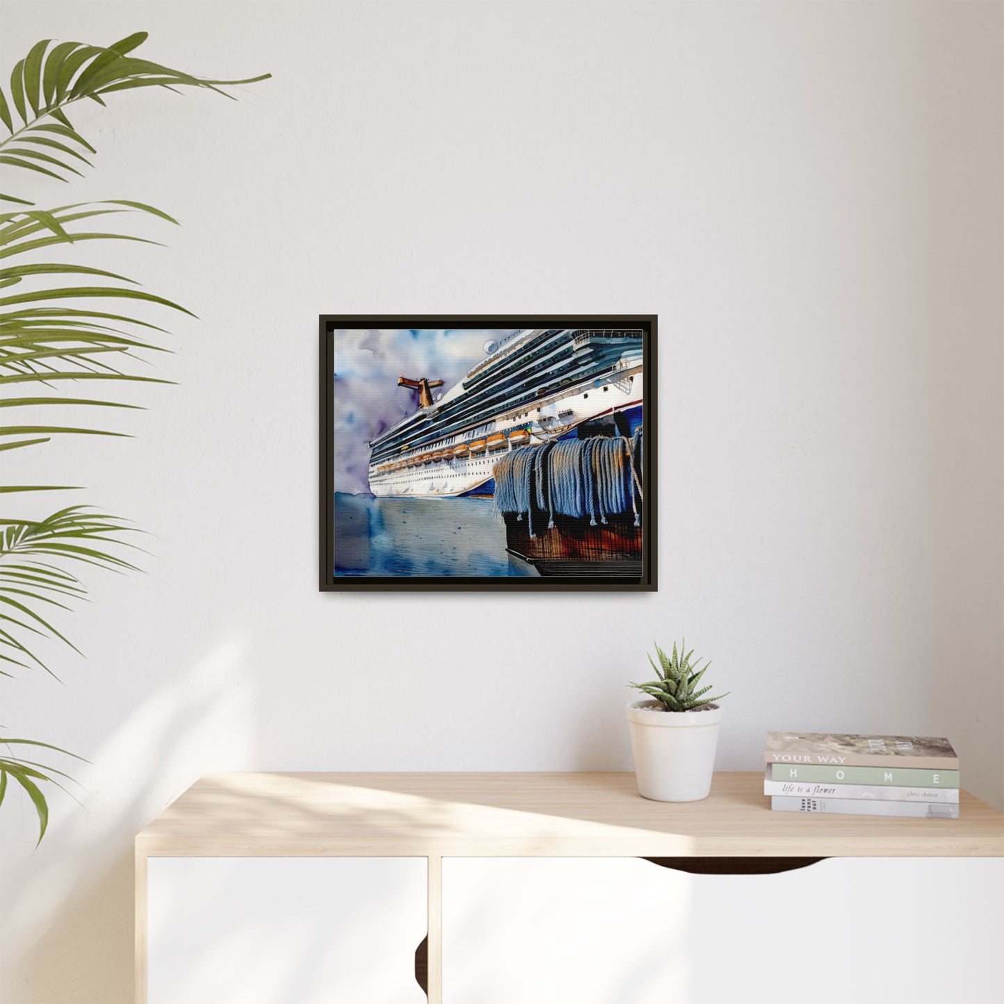 Cruise Ship Matte Canvas Wall Art, Nautical Home Decor, Framed Maritime Print, Unique Gift for Travelers, Ocean Lover's Wall Decor