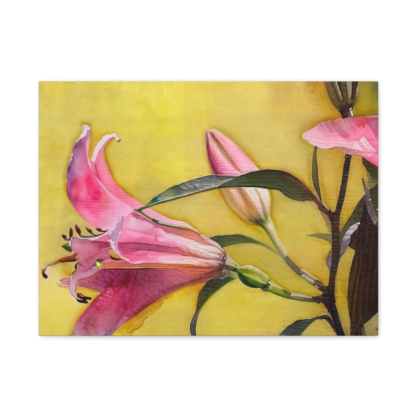 Floral Matte Canvas Art, Wall Decor, Yellow Flower Print, Home Decor Gift, Living Room Art, Modern Floral Wall Art