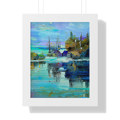 Serene Horizons – Framed Vertical Landscape Art Print