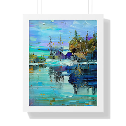 Serene Horizons – Framed Vertical Landscape Art Print