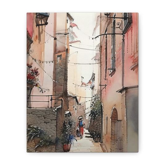 Artistic Canvas Wall Decor, Vintage Street Scene, Home Gallery Art, Gift for Art Lovers, Cozy Vibes, Unique Interior Design