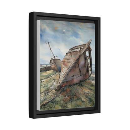 Framed Canvas Art Print, Nautical Home Decor, Coastal Wall Art, Shipwreck Artwork, Beach House Decor, Gift for Sea Lovers
