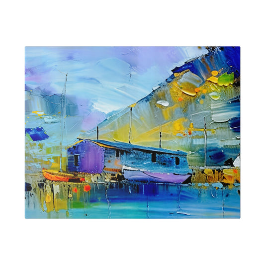 Vibrant Coastal Canvas Art, Nautical Wall Decor, Colorful Beach House Painting, Unique Home Decor, Gift for Ocean Lovers