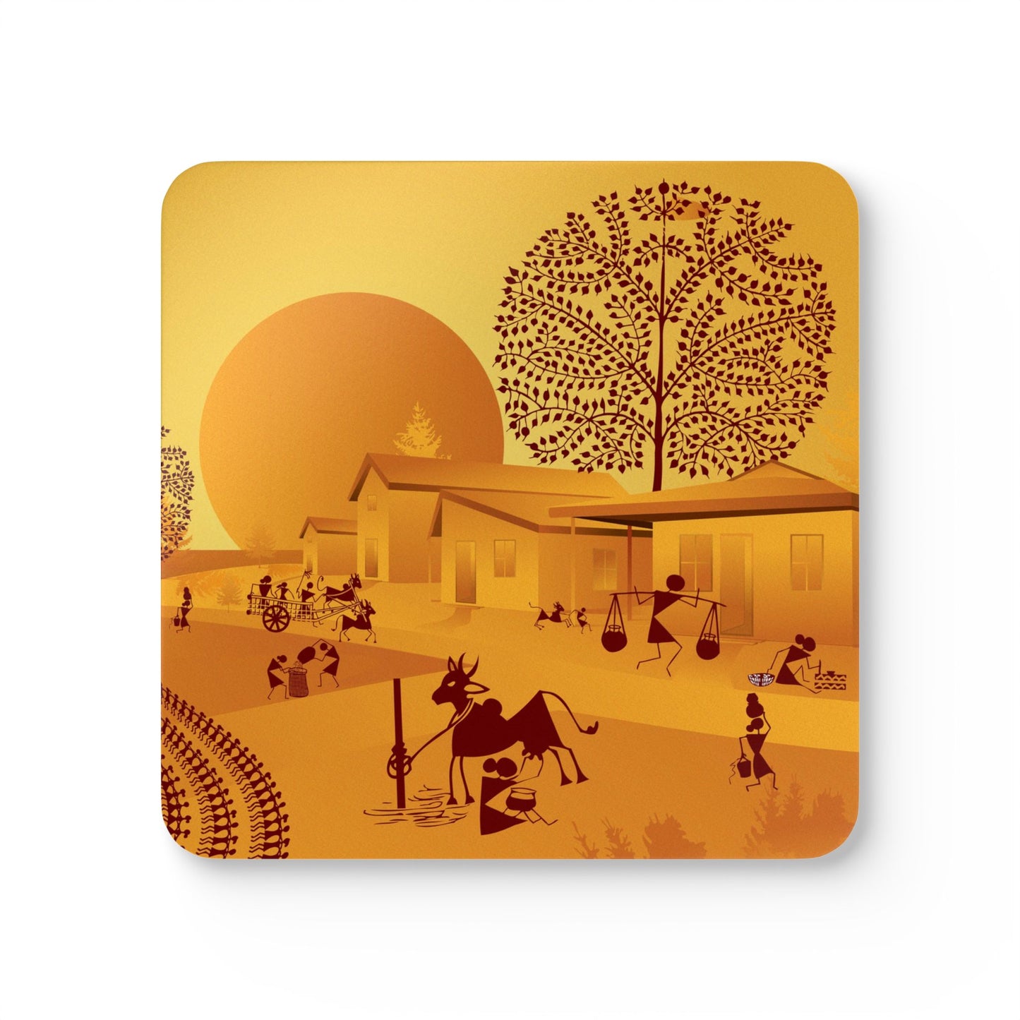 Artistic Coaster Set for Home Decor, Rustic Cork Coasters, Unique Gift for Housewarming, Celebrations, Eco-Friendly Drinkware