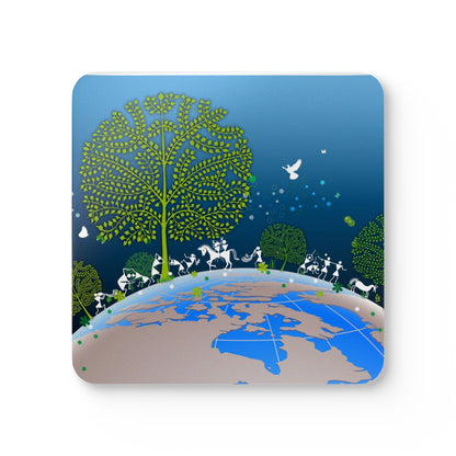 Eco-Friendly Corkwood Coaster Set, Nature-Themed Drink Coasters, Sustainable Home Decor, Earth Day Gifts, Vegan Kitchen Essentials
