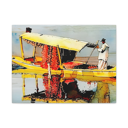 Stretched Canvas Art Print, Vibrant Wall Decor, Boat Artwork, Home & Office Decoration, Modern Art Piece, Gift for Art Lovers