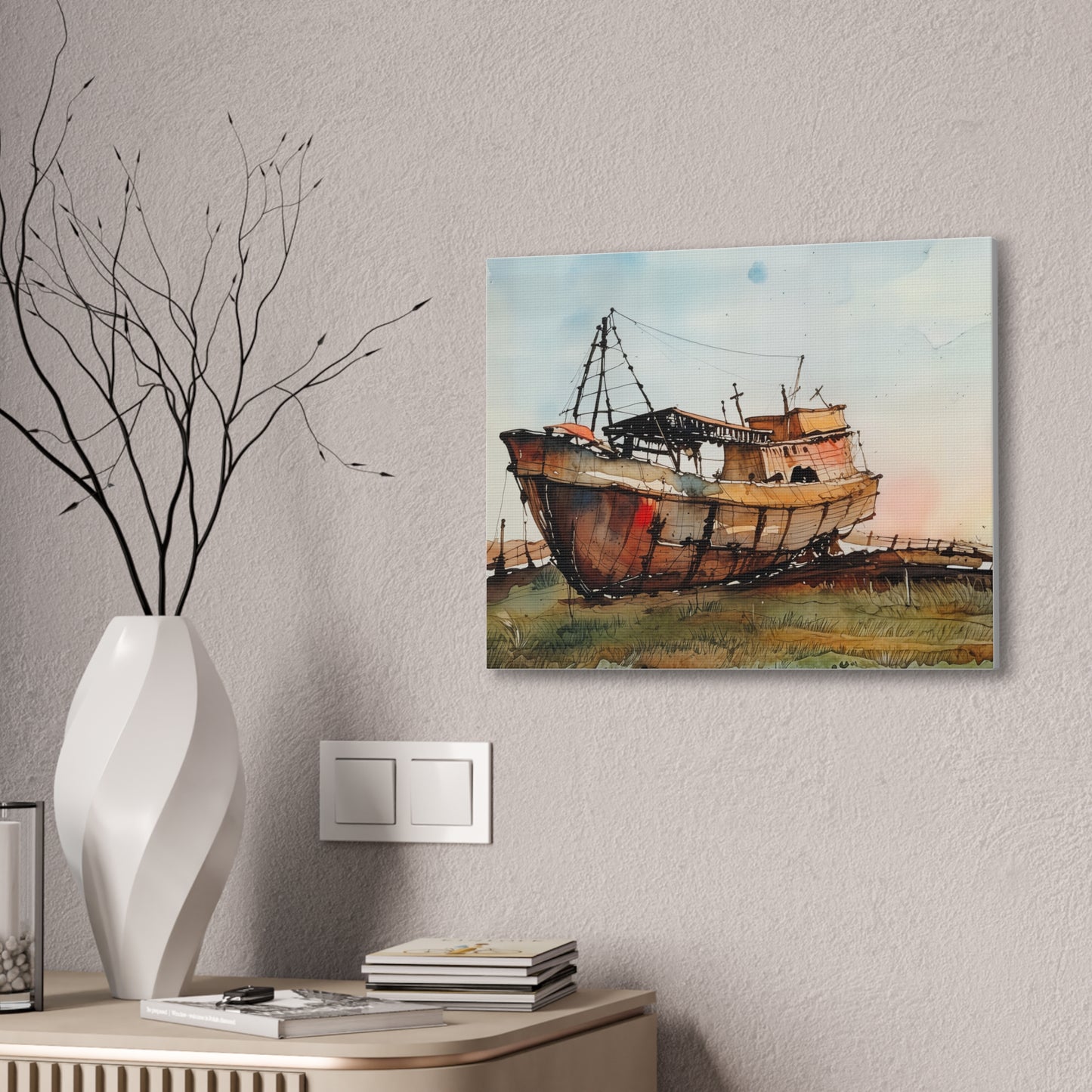 Rustic Ship Canvas Wall Art, Nautical Decor, Ocean Lover Gift, Beach House Wall Art, Maritime Home Decor