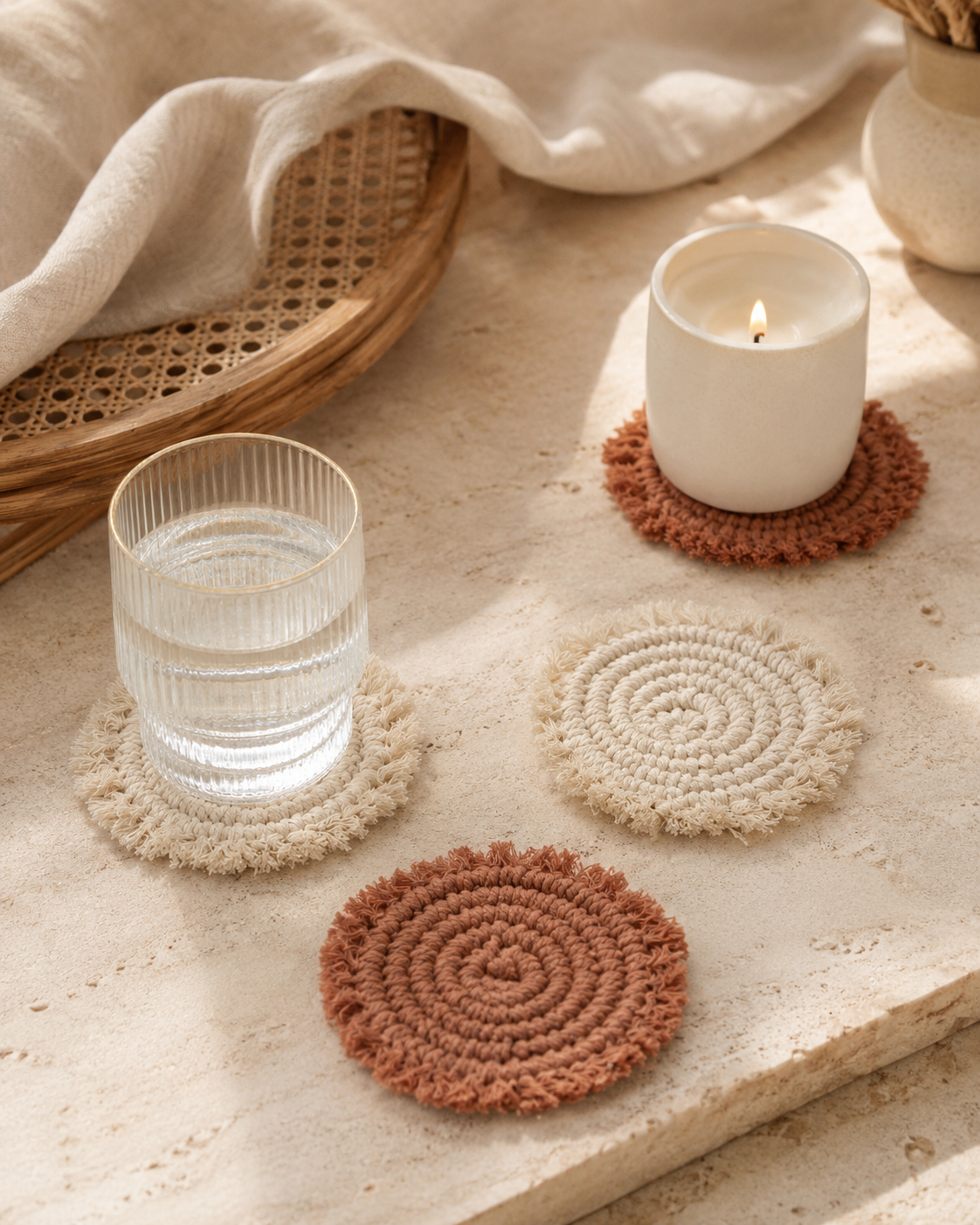 Natural Mixed Coaster Set Natural