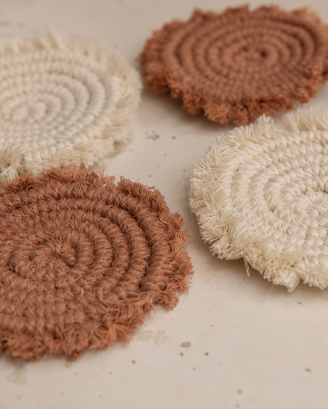 Natural Mixed Coaster Set Terracotta
