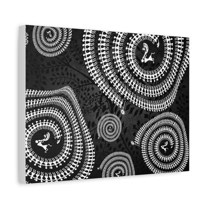 Abstract Spiral Tribal Art Canvas Print, Modern Wall Decor, Geometric Artwork, Black and White Home Decor, Unique Gift for Art Lovers