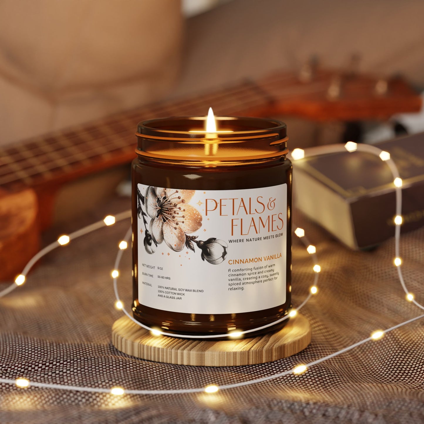 Cinnamon Scented Soy Candle – Cozy Decor & Relaxation Gift