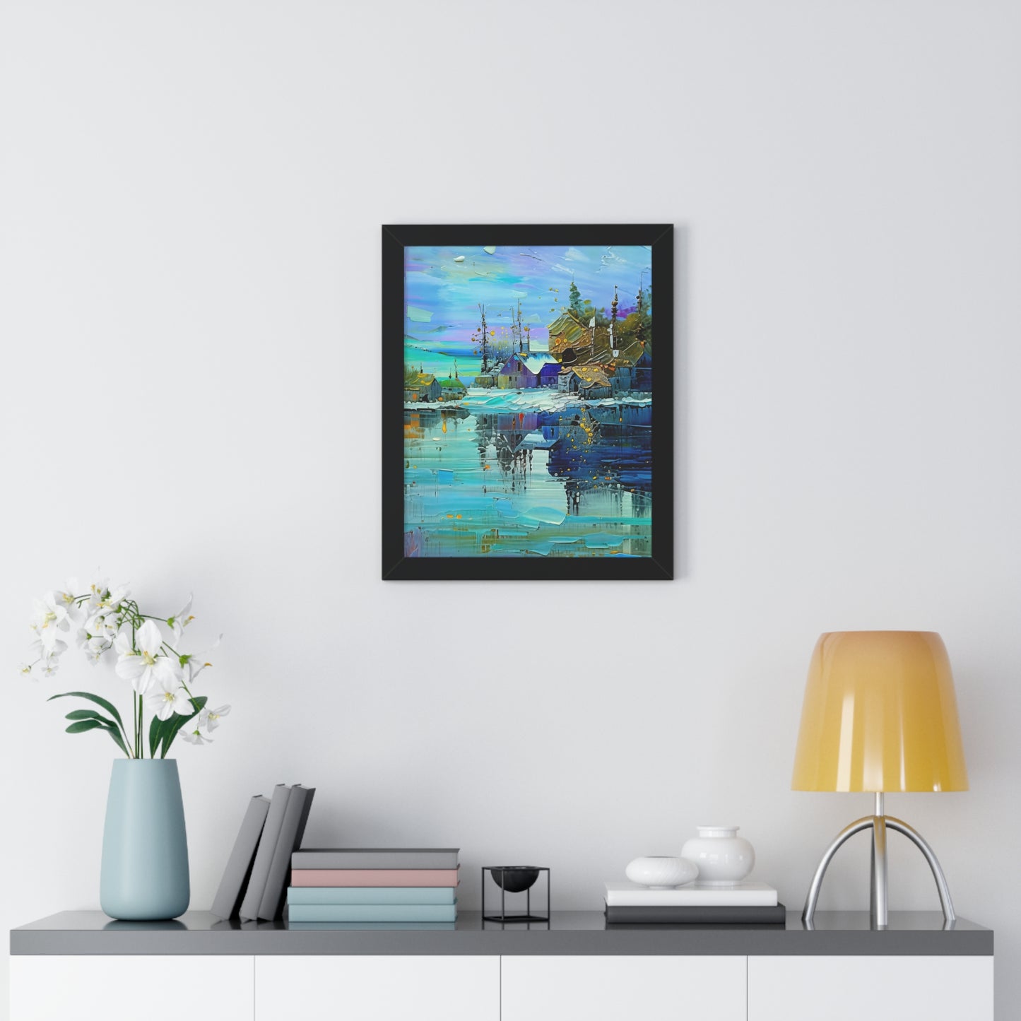 Serene Horizons – Framed Vertical Landscape Art Print